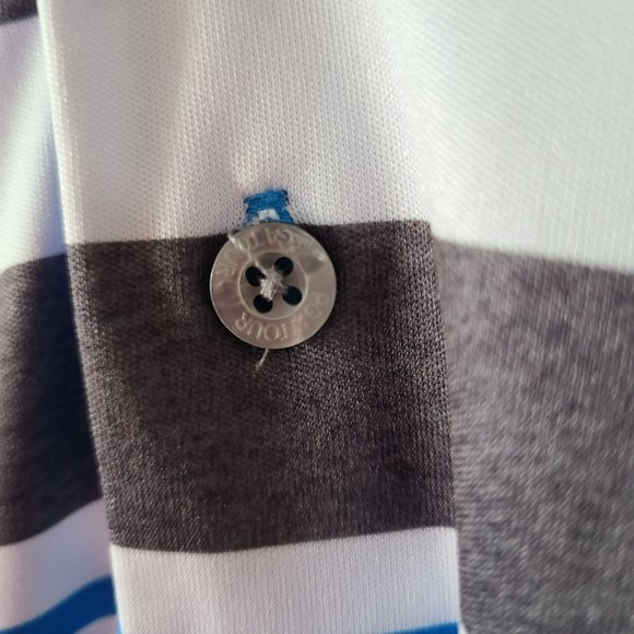 PGA Tour Pro Series US L Blue Striped Polo Short Sleeve Shirt Golf - Picture 3 of 8